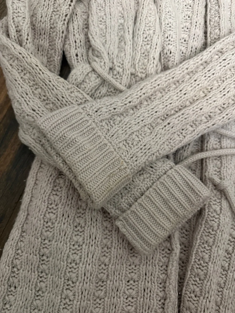 Beth Bowley Cream Cable Knit Open Cardigan with Tie Belt - Picture 5 of 6